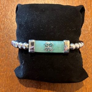 Rustic Cuff Silver and Jade Bracelet